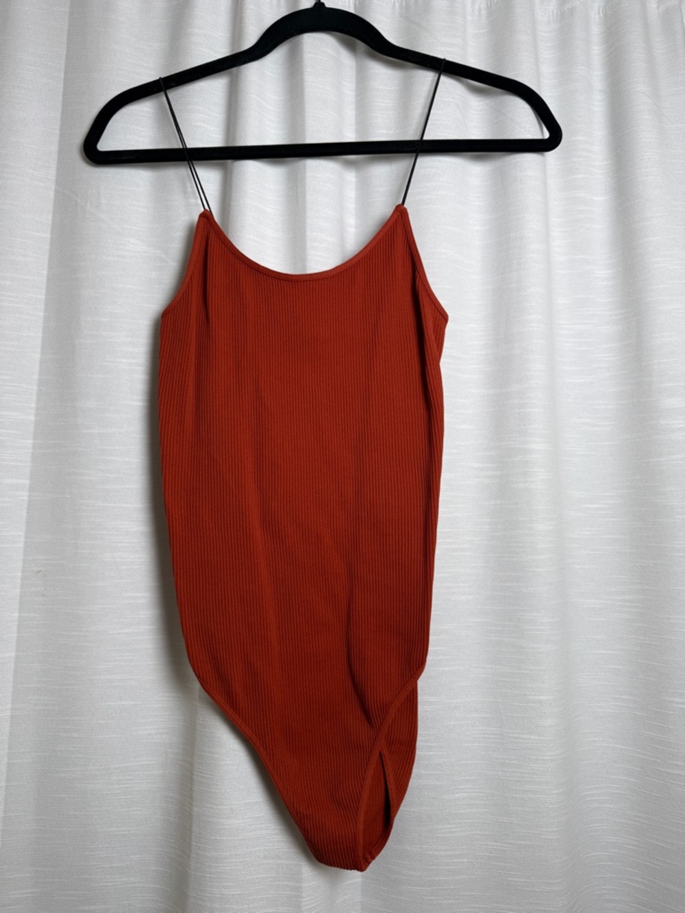 Nikibiki Rust Ribbed Bodysuit Spaghetti Strap Fitted Stretch Basic | Size S - Picture 4 of 11